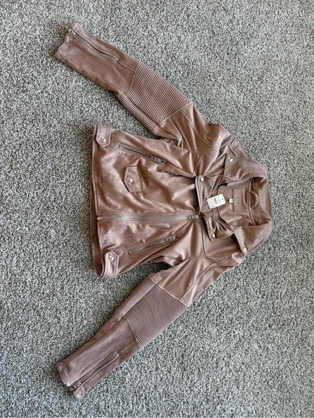 Blank NYC Mauve-Taupe Faux Leather Moto Fall Jacket NEW Size Small